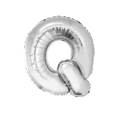 Črka Q srebrna - folija balon v paketu