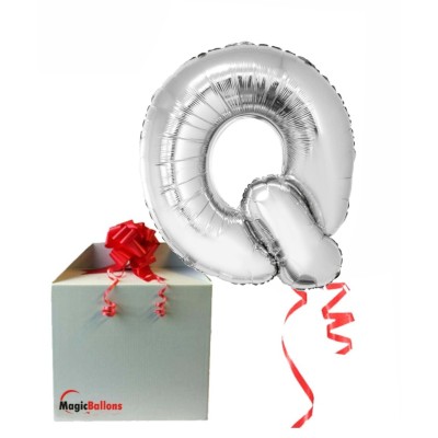 Črka Q srebrna - folija balon v paketu