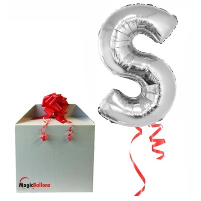 Buchstaben S- silber Folienballon in Paket
