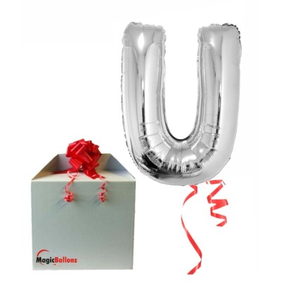 Letter U - silver foil balloon in a package