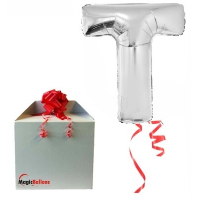Buchstaben T - silber Folienballon in Paket