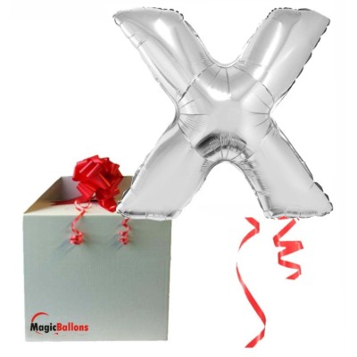 Buchstaben X - silber Folienballon in Paket