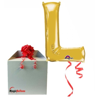 Letter L - gold foil balloon in a package