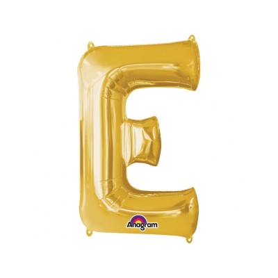 Letter E - gold foil balloon in a package