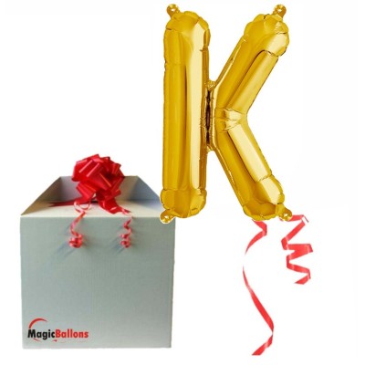 Letter K - gold foil balloon in a package