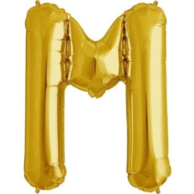 Letter M - gold foil balloon in a package