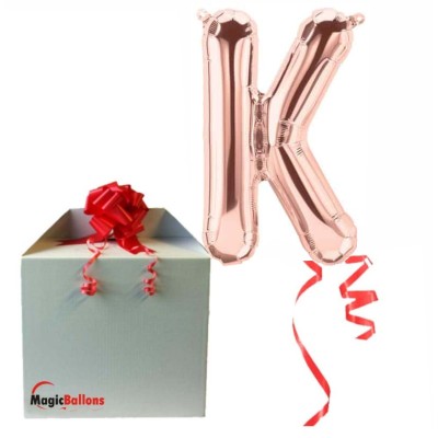 Letter K - rose gold foil balloon in a package