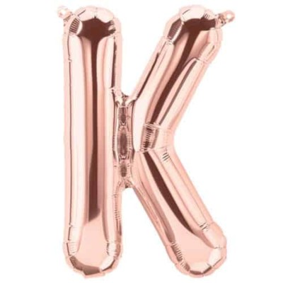 Letter K - rose gold foil balloon in a package