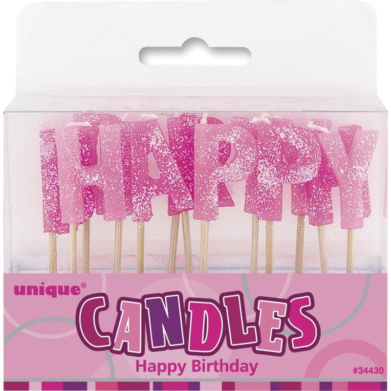 Happy Birthday- svečke pink