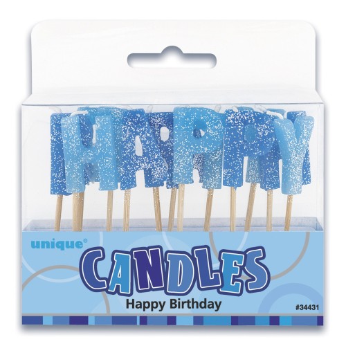 Happy Birthday- svečke modre