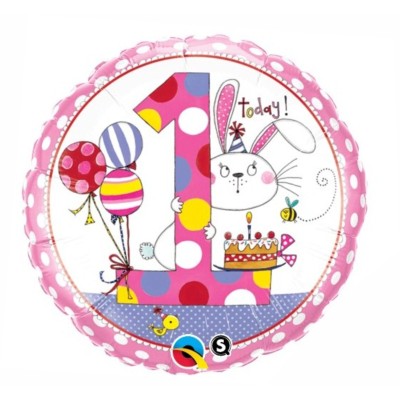 Rachel Ellen Age 1 Bunny Polka Dots - Folienballon