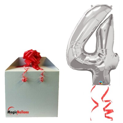 Number 4  - silver foil balloon in a package