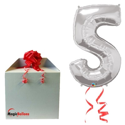 Številka 5 - srebrna folija balon v paketu