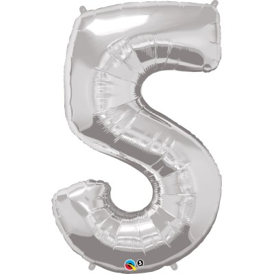 Number 5  - silver foil balloon in a package