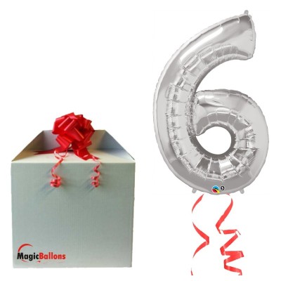 Number 6  - silver foil balloon in a package