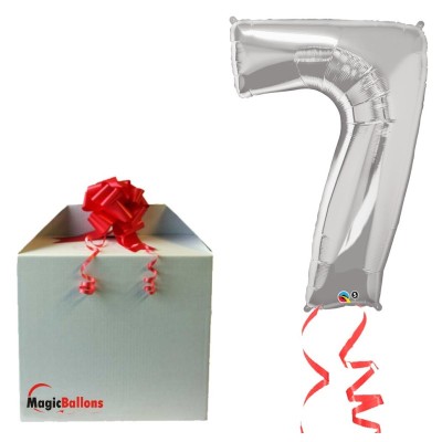 Številka 7 - srebrna folija balon v paketu