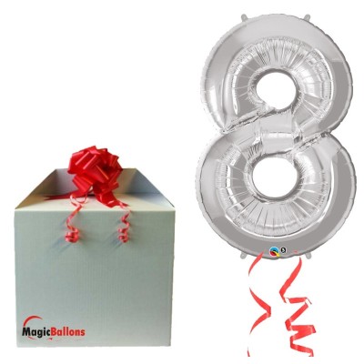 Number 8  - silver foil balloon in a package