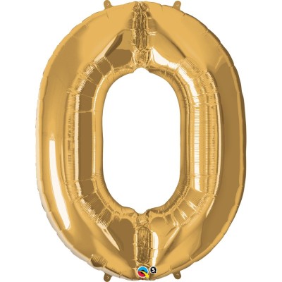 Zahl 0 - gold Folienballon in Paket