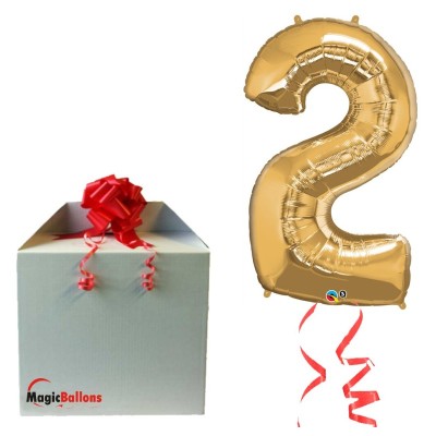 Številka 2 - zlata folija balon v paketu
