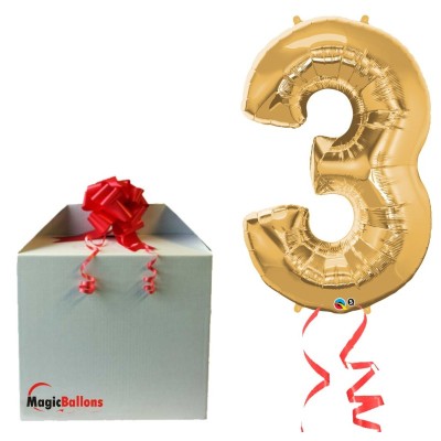 Številka 3 - zlata folija balon v paketu