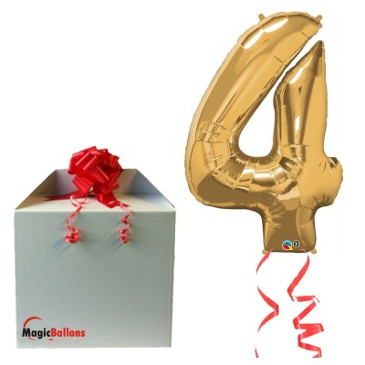 Number 4  - gold foil balloon in a package