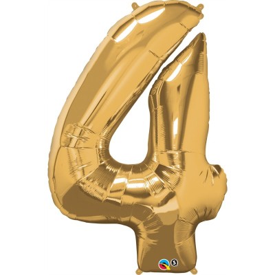 Broj 4 - zlatni balon od folije u pakiranju