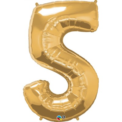 Number 5  - gold foil balloon in a package