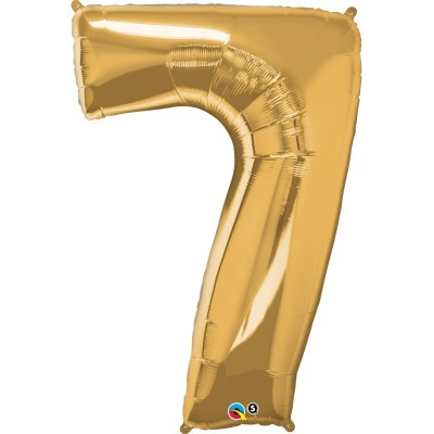 Broj 7 - zlatni balon od folije u pakiranju