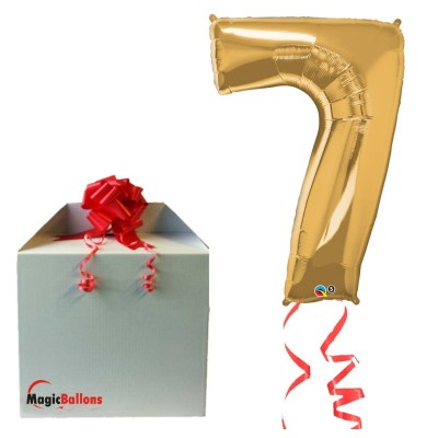 Zahl 7 - gold Folienballon in Paket