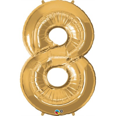 Number 8 - gold foil balloon in a package