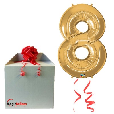 Number 8 - gold foil balloon in a package