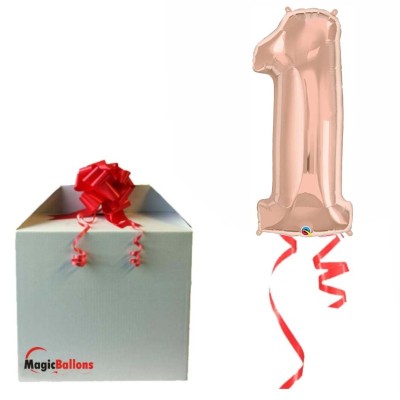 Number 1 - rose gold foil balloon in a package