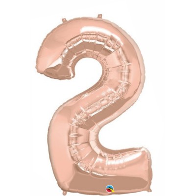 Number 2 - rose gold foil balloon in a package