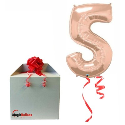 Number 5 - rose gold foil balloon in a package