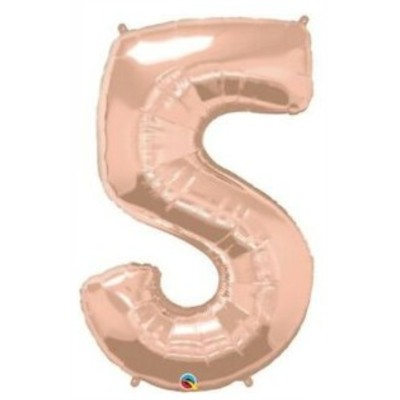 Number 5 - rose gold foil balloon in a package