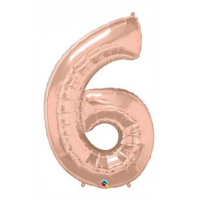 Number 6 - rose gold foil balloon in a package