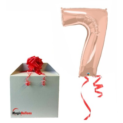 Zahl 7 - rose gold Folienballon in Paket