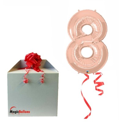 Number 8 - rose gold foil balloon in a package