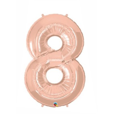 Number 8 - rose gold foil balloon in a package