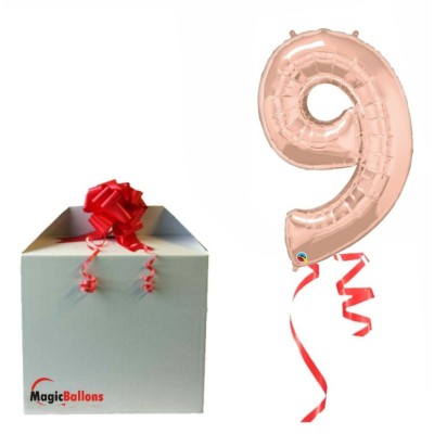 Number 9 - rose gold foil balloon in a package