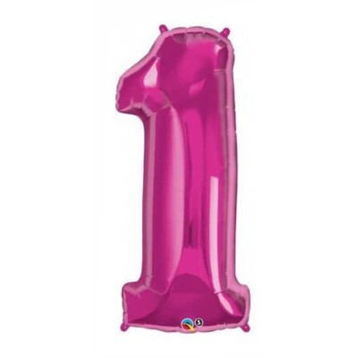Number 1 - magenta foil balloon in a package