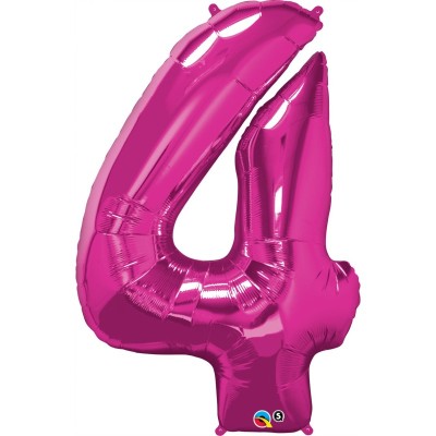 Zahl 4 - magenta Folienballon in Paket