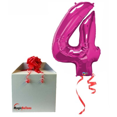 Number 4 - magenta foil balloon in a package