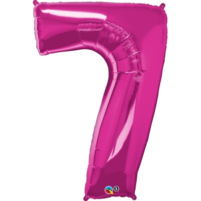 Number 7 - magenta foil balloon in a package