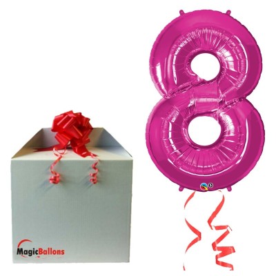 Number 8 - magenta foil balloon in a package