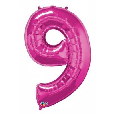 Number 9 - magenta foil balloon in a package