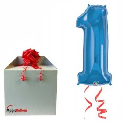 Zahl 1 - blau Folienballon in Paket
