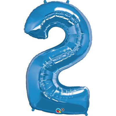 Zahl 2 - blau Folienballon in Paket