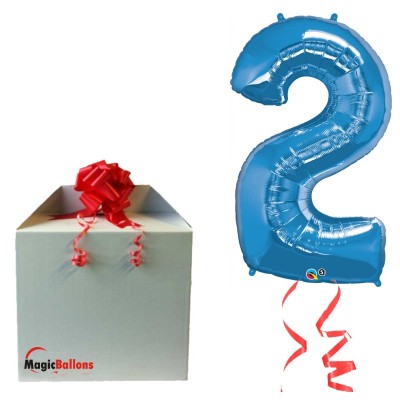 Number 2 - blue foil balloon in a package