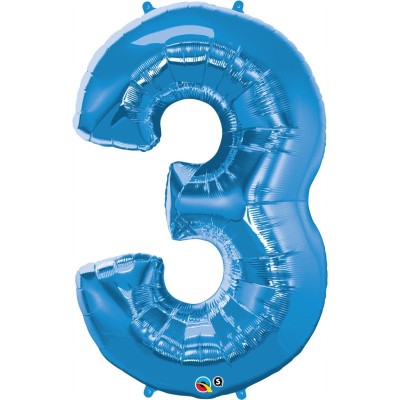 Number 3 - blue foil balloon in a package